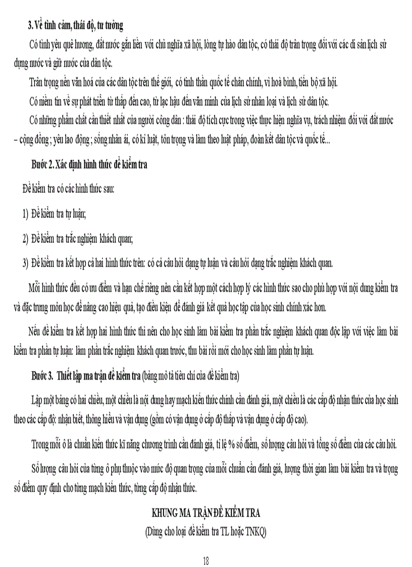 image for page Ma trận kiểnm tra đánh giá Sử