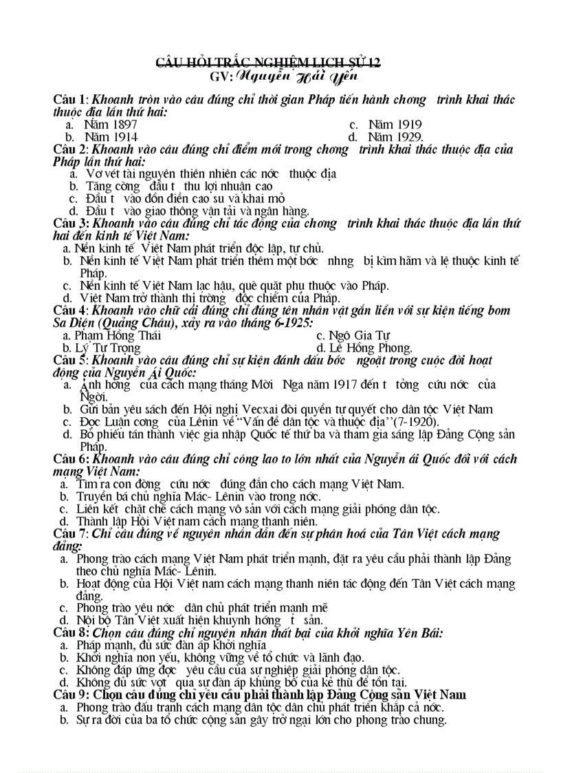 image for page Ngân hàng câu hỏi lịch sử 12