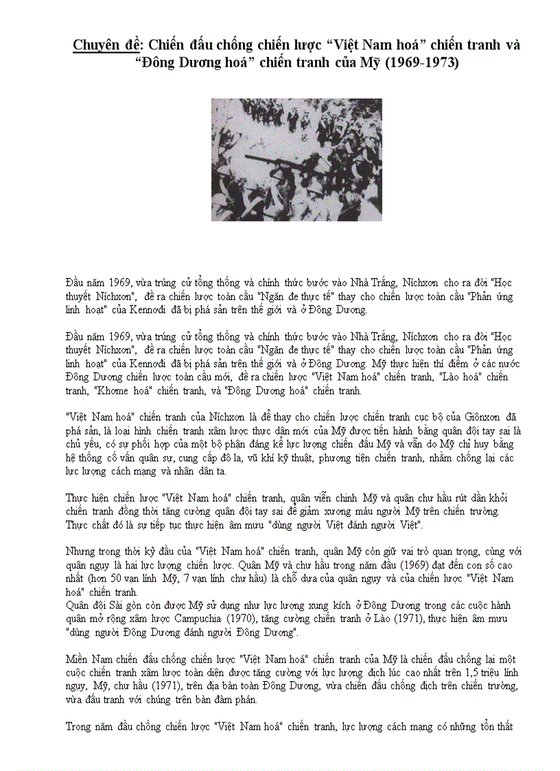 image for page Ôn ĐH Chiến đấu chống chiến lược Việt Nam hoá chiến tranh và Đông Dương hoá chiến tranh của Mỹ 1969 1973