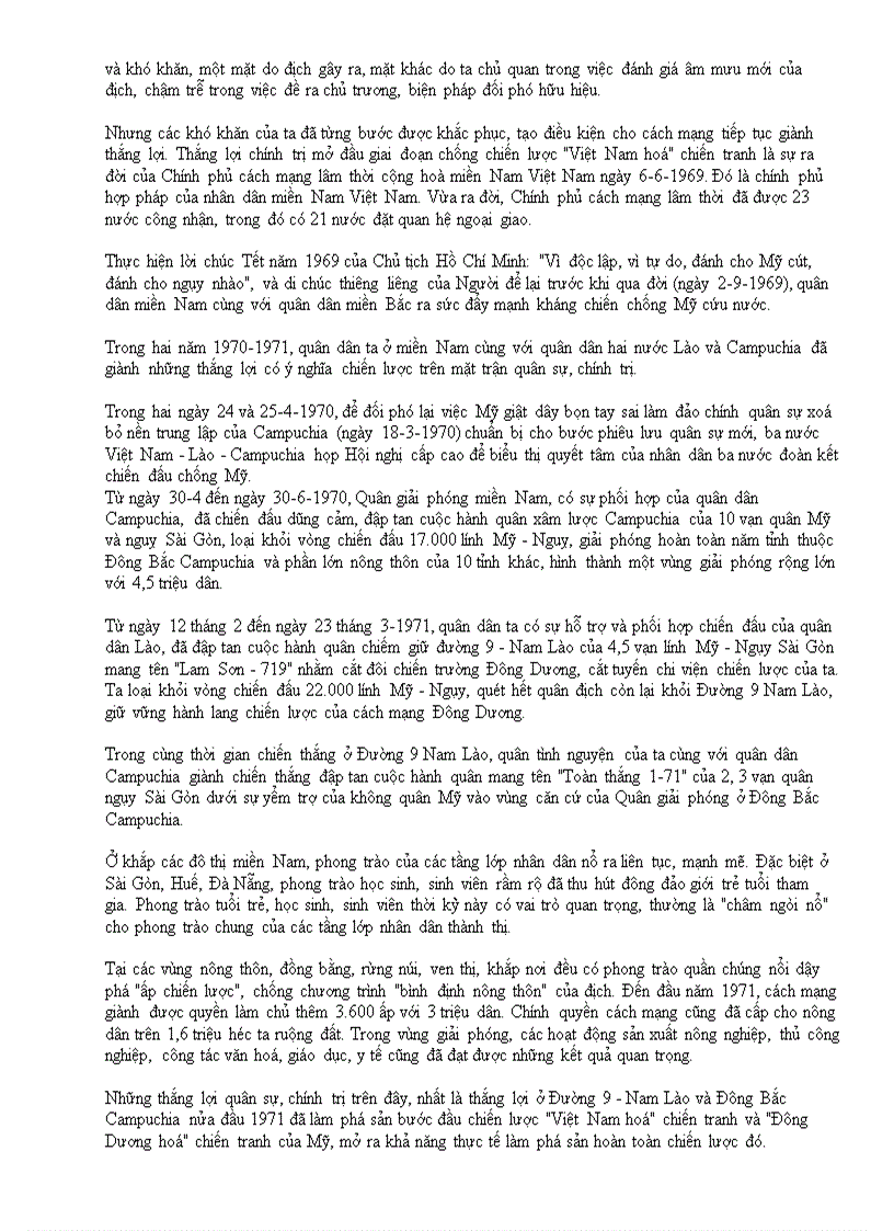 image for page Ôn ĐH Chiến đấu chống chiến lược Việt Nam hoá chiến tranh và Đông Dương hoá chiến tranh của Mỹ 1969 1973