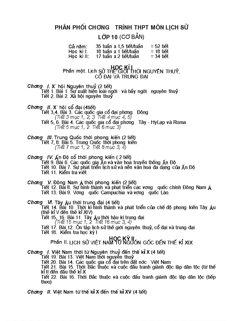 image for page Phan phoi chuong trinh lich su THPT 2009