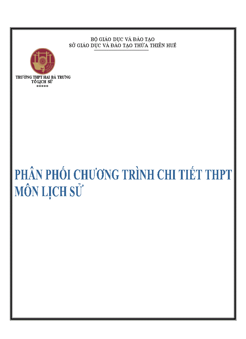 image for page Phân phối chương trình môn lịch sử THPT