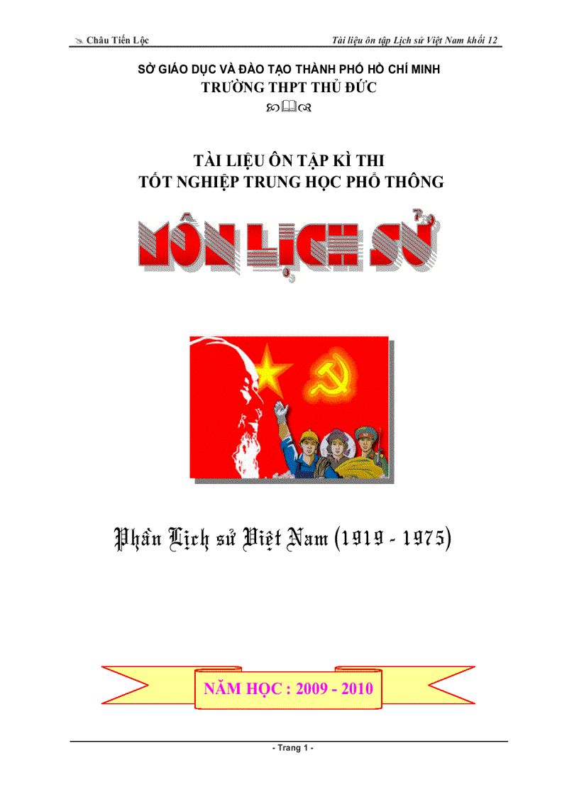 image for page TÀI LIỆU LỊCH SỬ VN 1919 1975 Ôn thi TN THPT TS ĐH CĐ