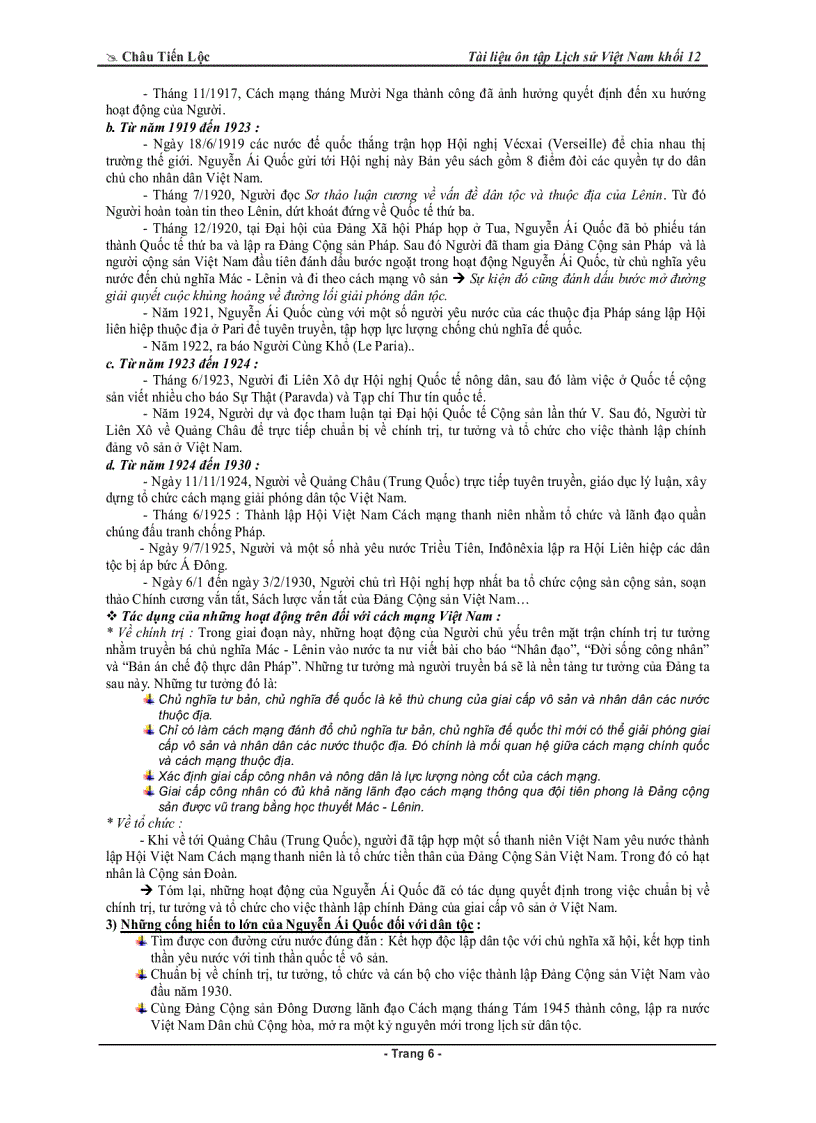 image for page TÀI LIỆU LỊCH SỬ VN 1919 1975 Ôn thi TN THPT TS ĐH CĐ