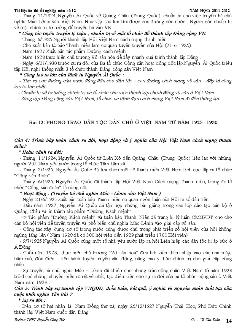 image for page Tài liệu ôn sử 12 giảm tải