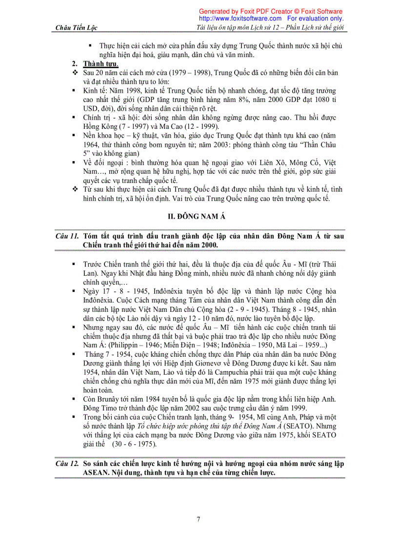 image for page Tài liệu ôn tập Lịch sử 12 Phần LSTG cơ bản