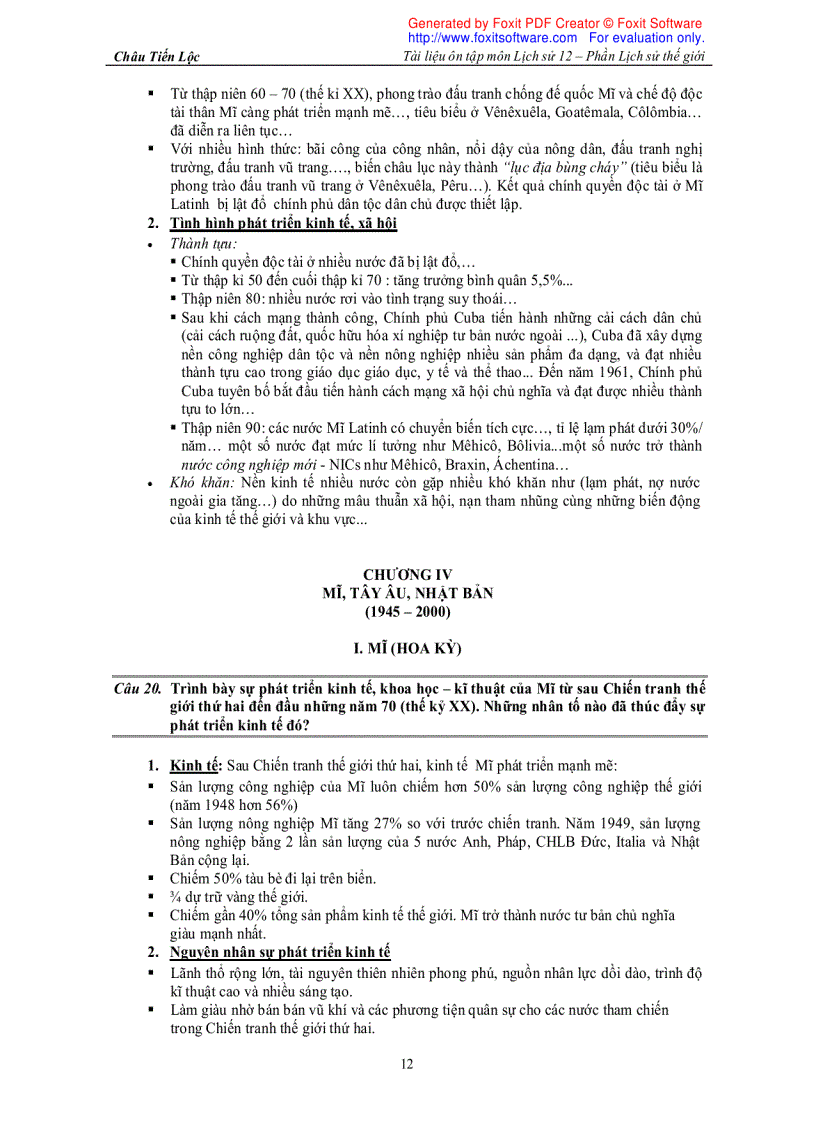 image for page Tài liệu ôn tập Lịch sử 12 Phần LSTG cơ bản