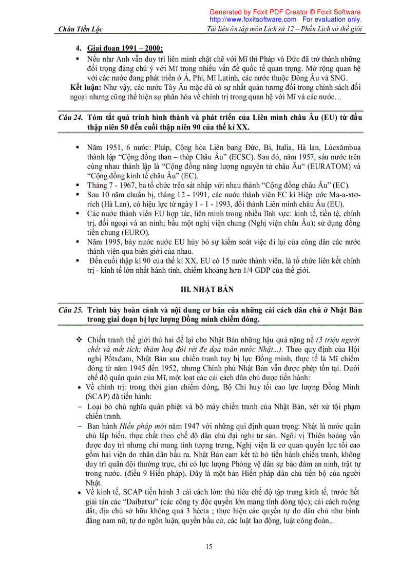 image for page Tài liệu ôn tập Lịch sử 12 Phần LSTG cơ bản