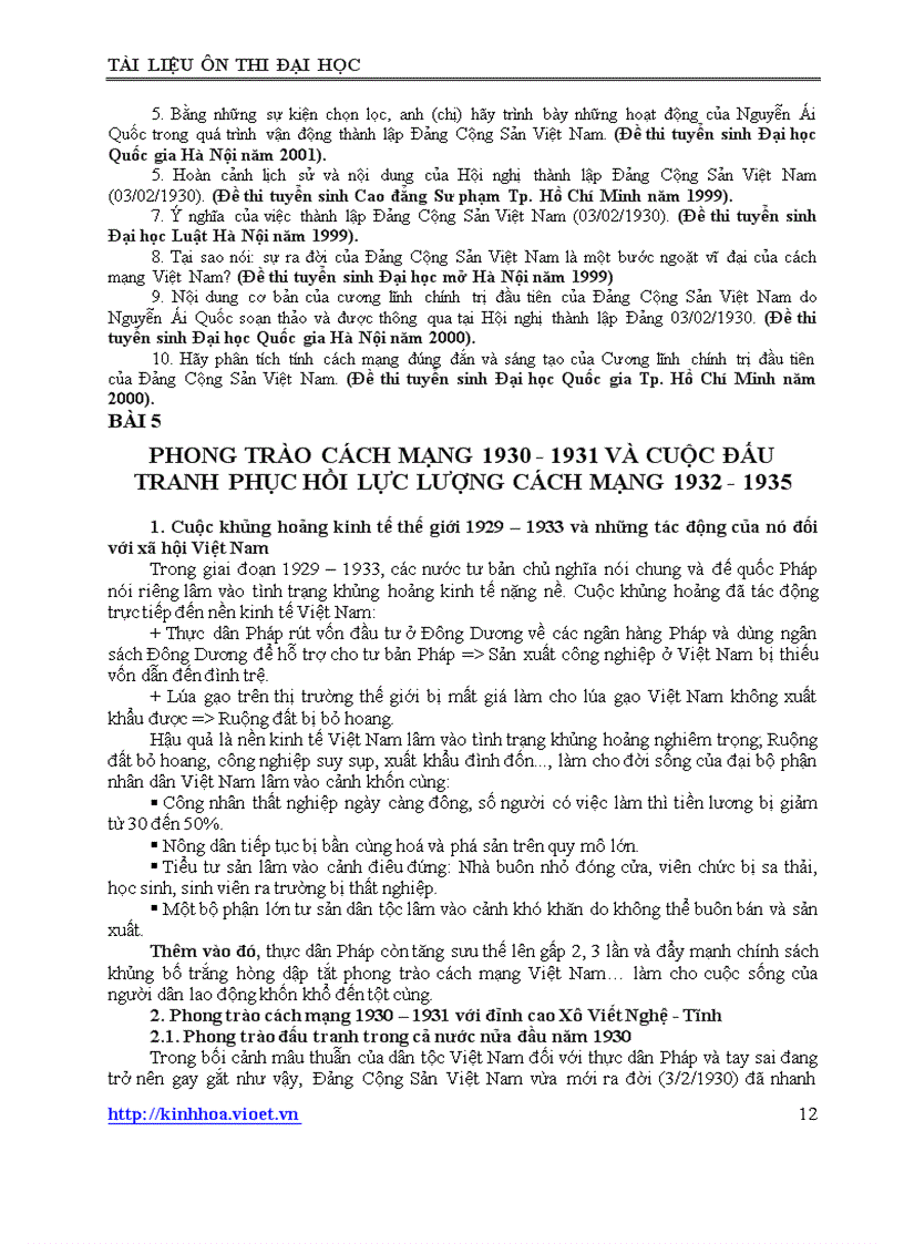 image for page Tài liệu ôn thi ĐH môn lịch sử