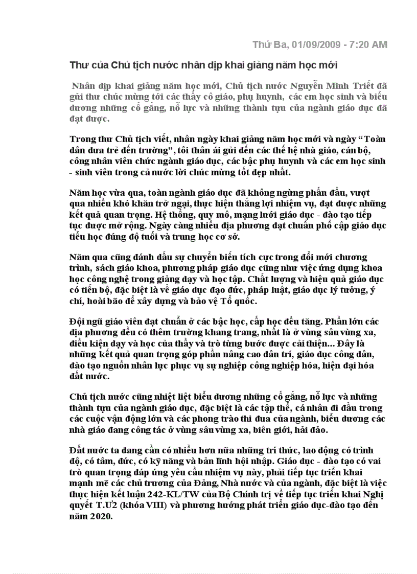 image for page Thư của chủ tịch nước