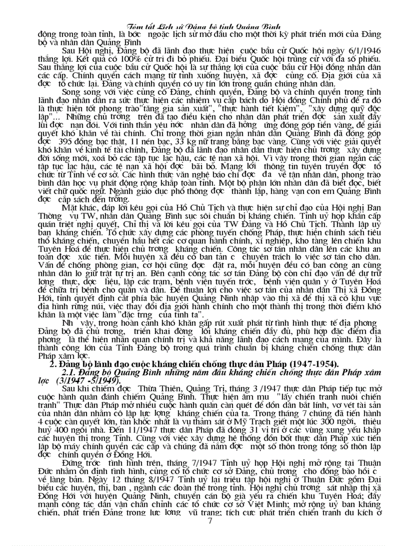 image for page Tóm tắt lịch sử đảng bộ quảng bình