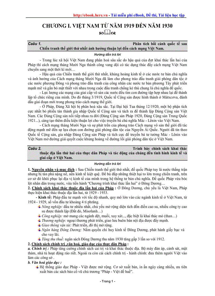 image for page Tóm tắt Lịch sử theo chương Dễ học