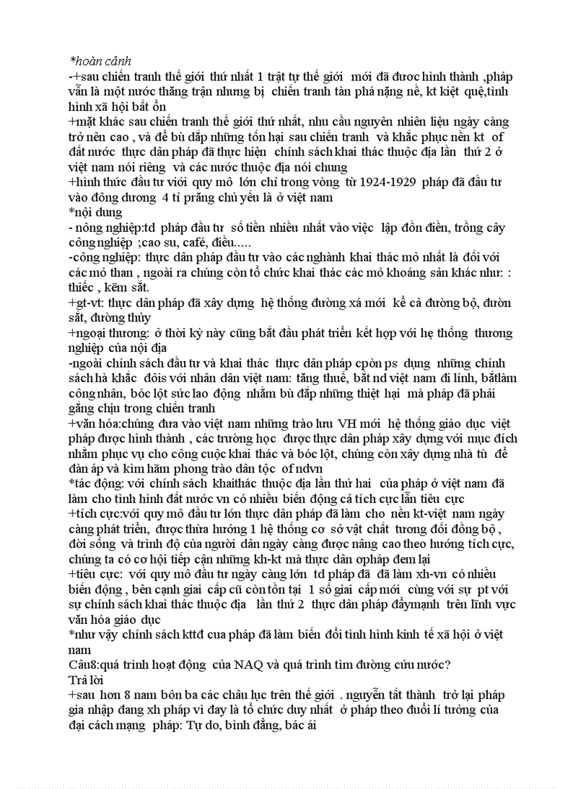 image for page Tra loi 1 so cau hoi hk1