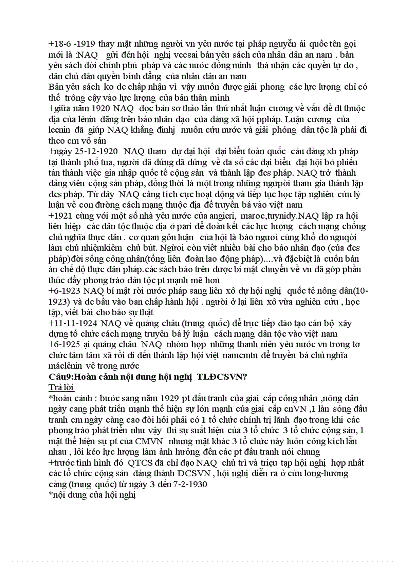 image for page Tra loi 1 so cau hoi hk1