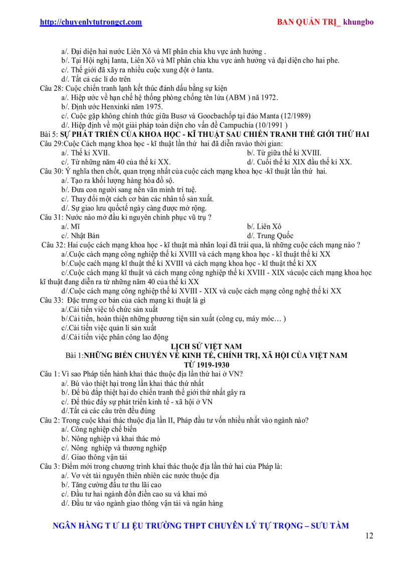 image for page Trac nghiem su 12