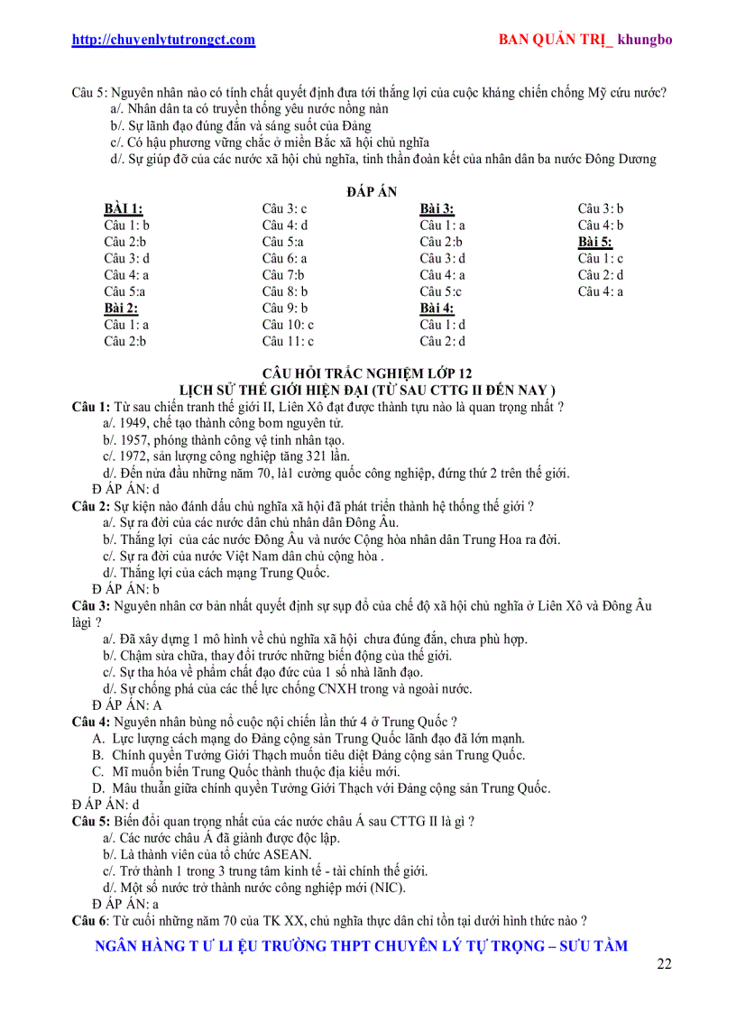 image for page Trac nghiem su 12