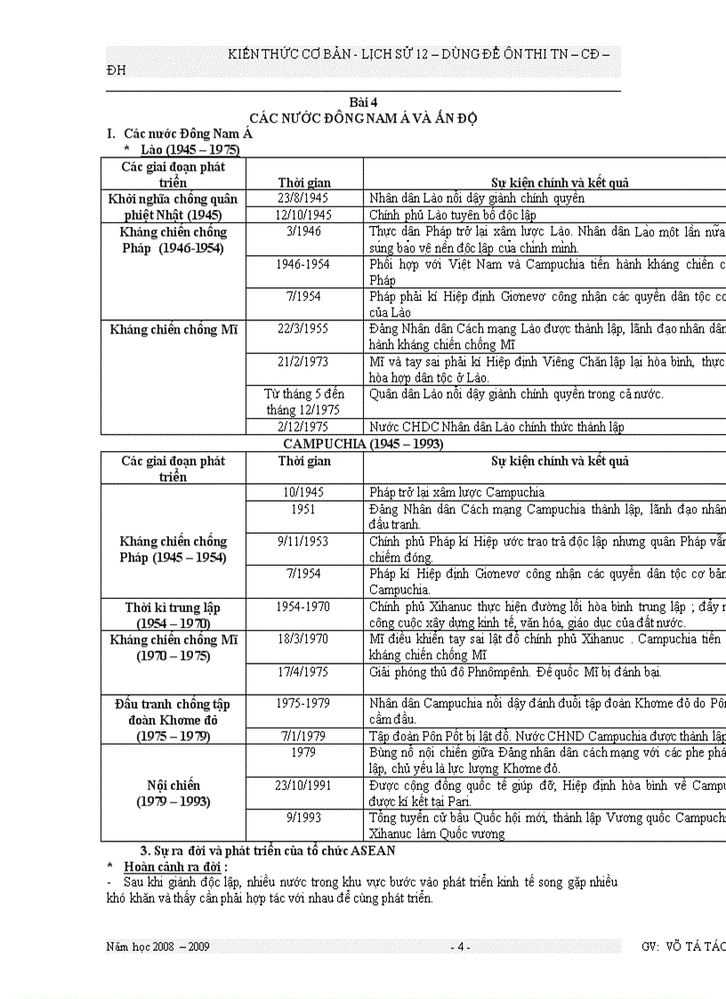 Trọng tâm ôn thi tốt nghiệp Lịch sử 12