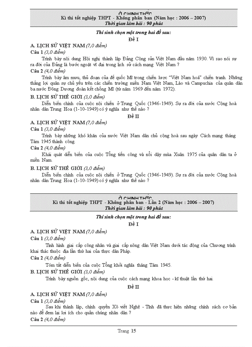 image for page Tuyển tập đề thi tốt nghiệp THPT từ 1993 2009