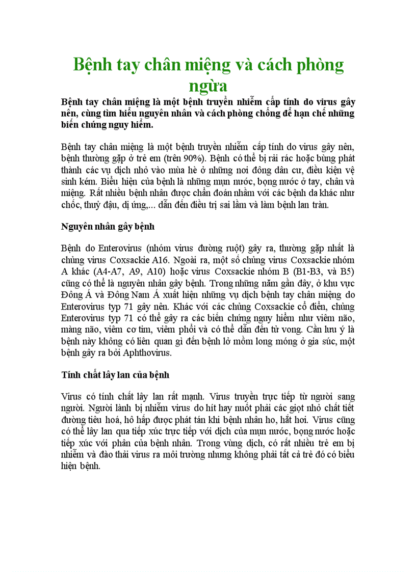 image for page Bệnh tay chân miệng