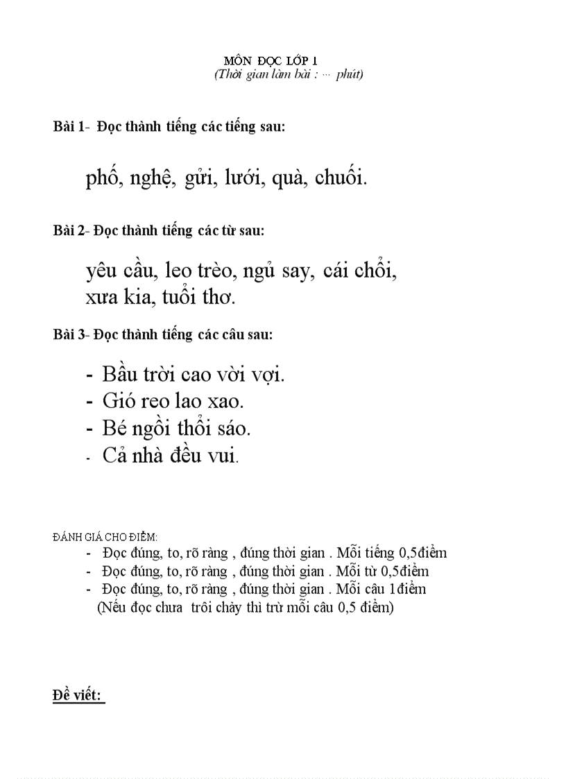 image for page Đề kiểm tra TV lớp 1 cuối kì 1 chuẩn không cần chỉnh