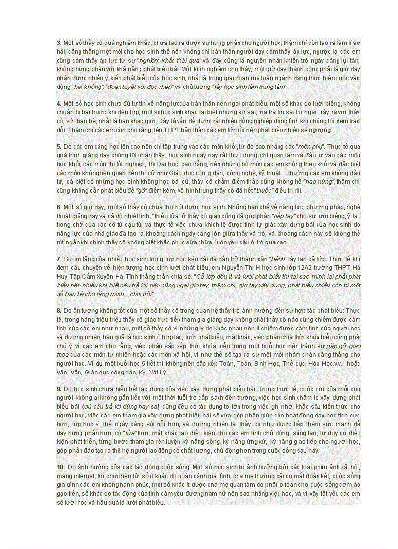 image for page Giải mã việc học sinh lười phát biểu