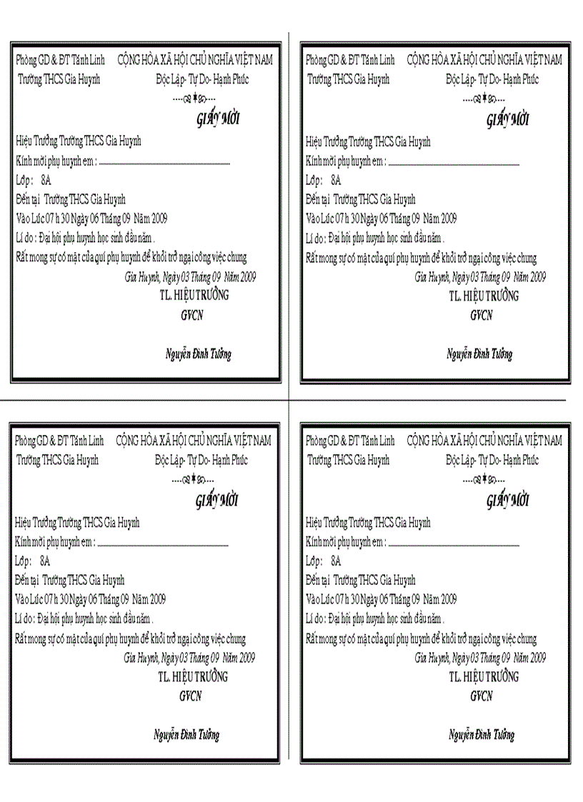 image for page Mẫu giấy mời PHHS