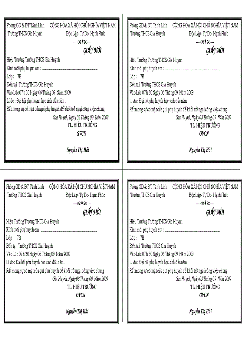 image for page Mẫu giấy mời PHHS
