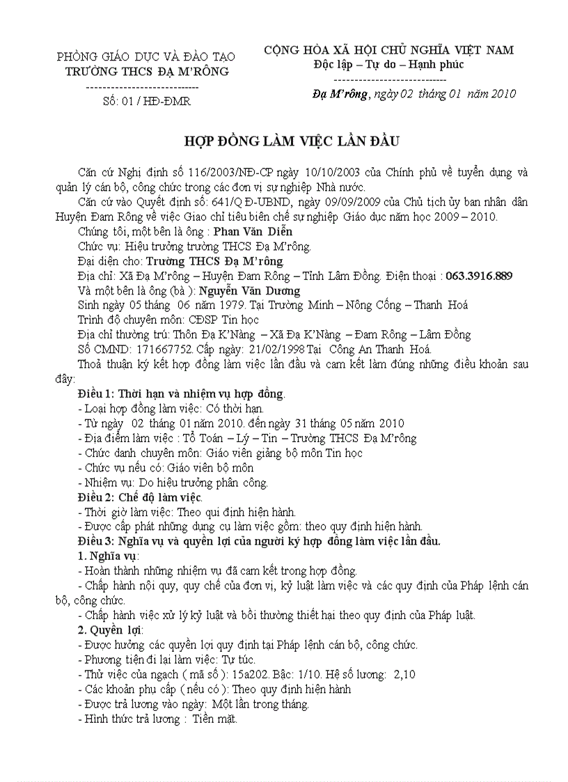 image for page Mẫu hợp đồng làm việc
