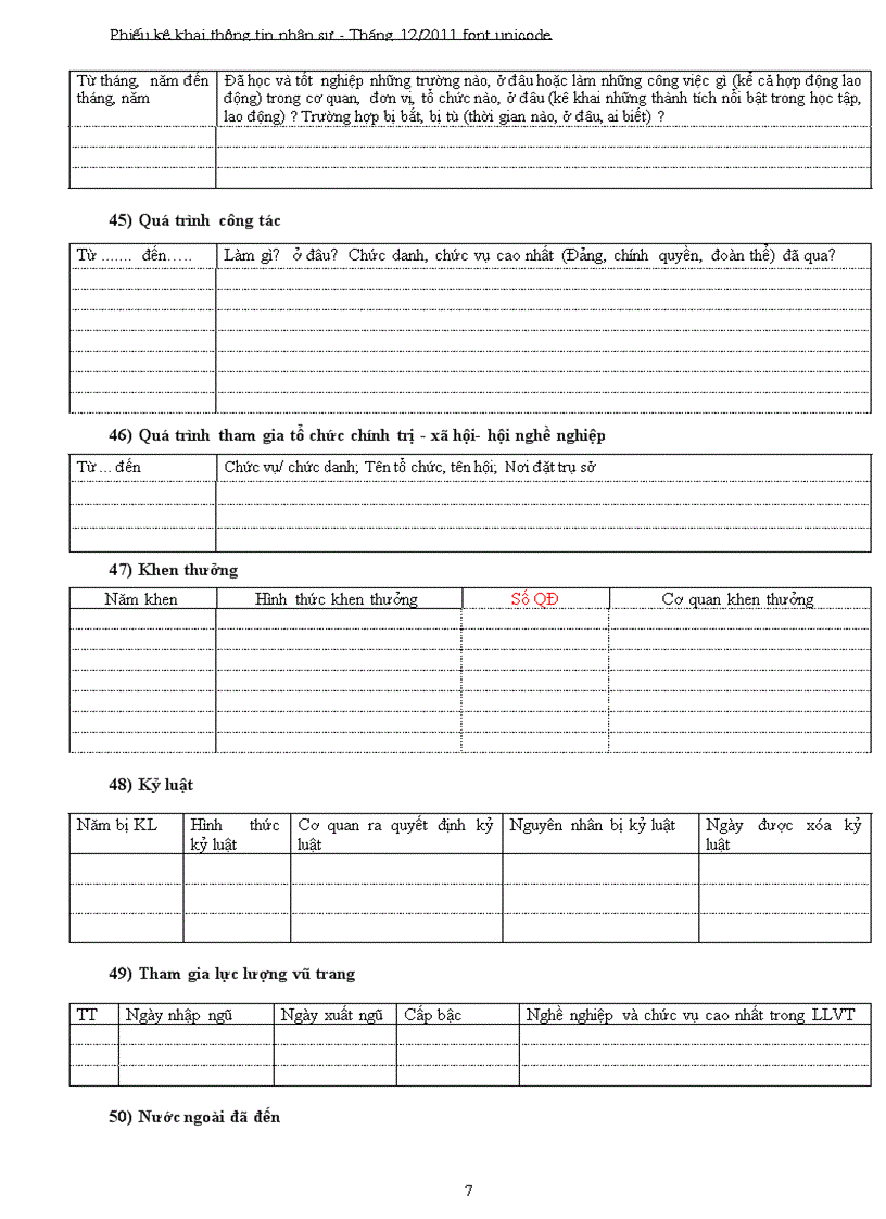 image for page Mẫu thông tin nhân sự