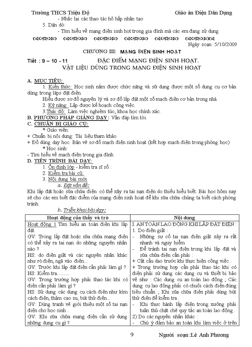 image for page Giáo án Điện Dân Dụng khối 8