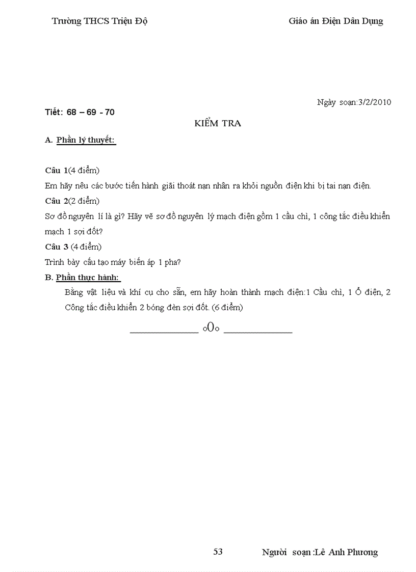 image for page Giáo án Điện Dân Dụng khối 8