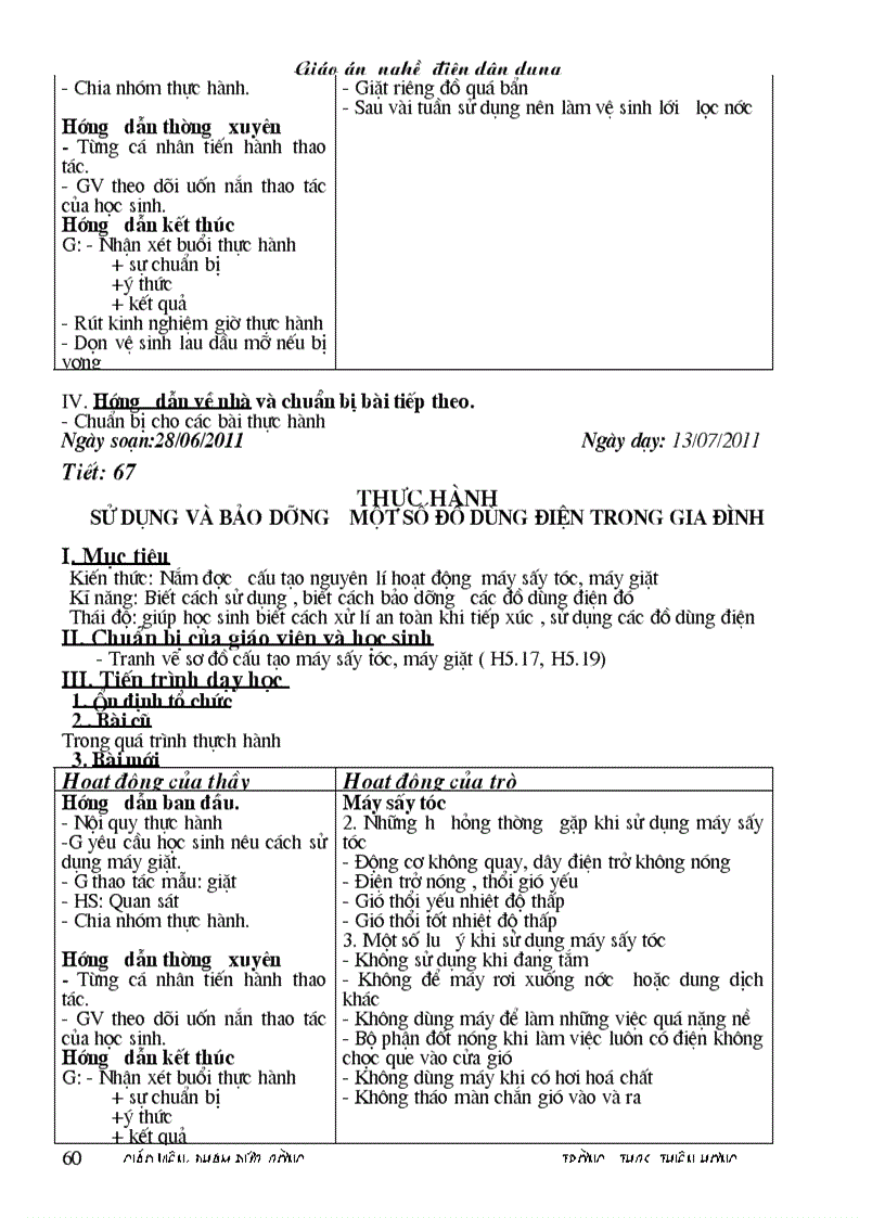 image for page Giáo án nghề điện dân dụng 1