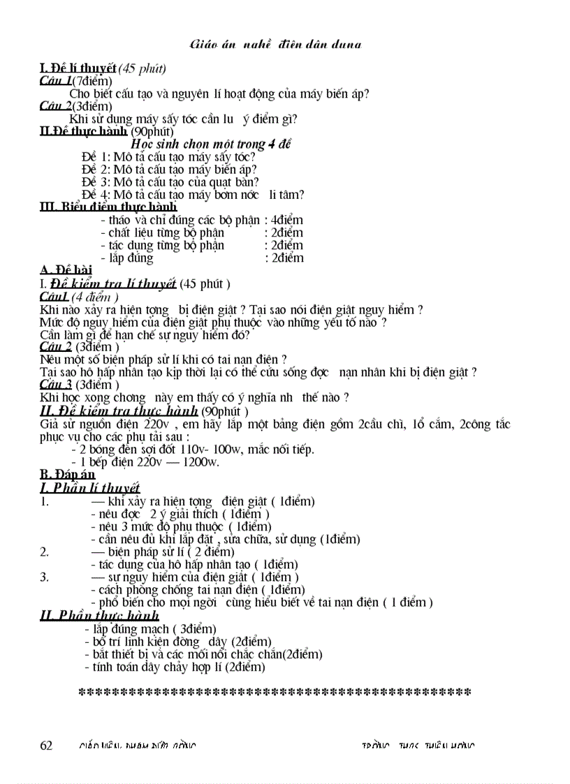 image for page Giáo án nghề điện dân dụng 1