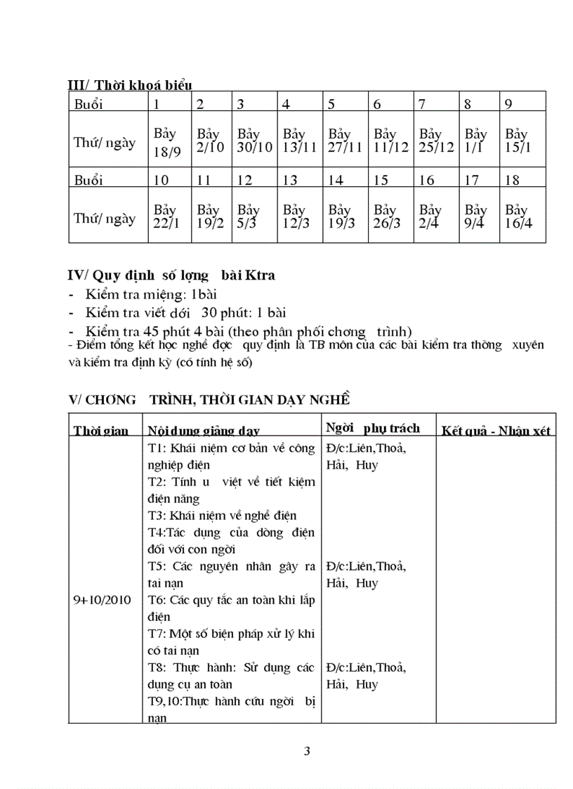 image for page Kế họach dạy nghề