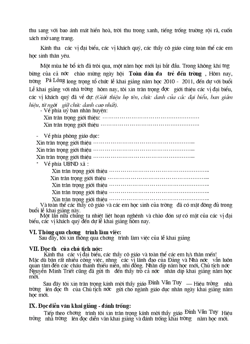 image for page Dẫn chương trình khai giảng