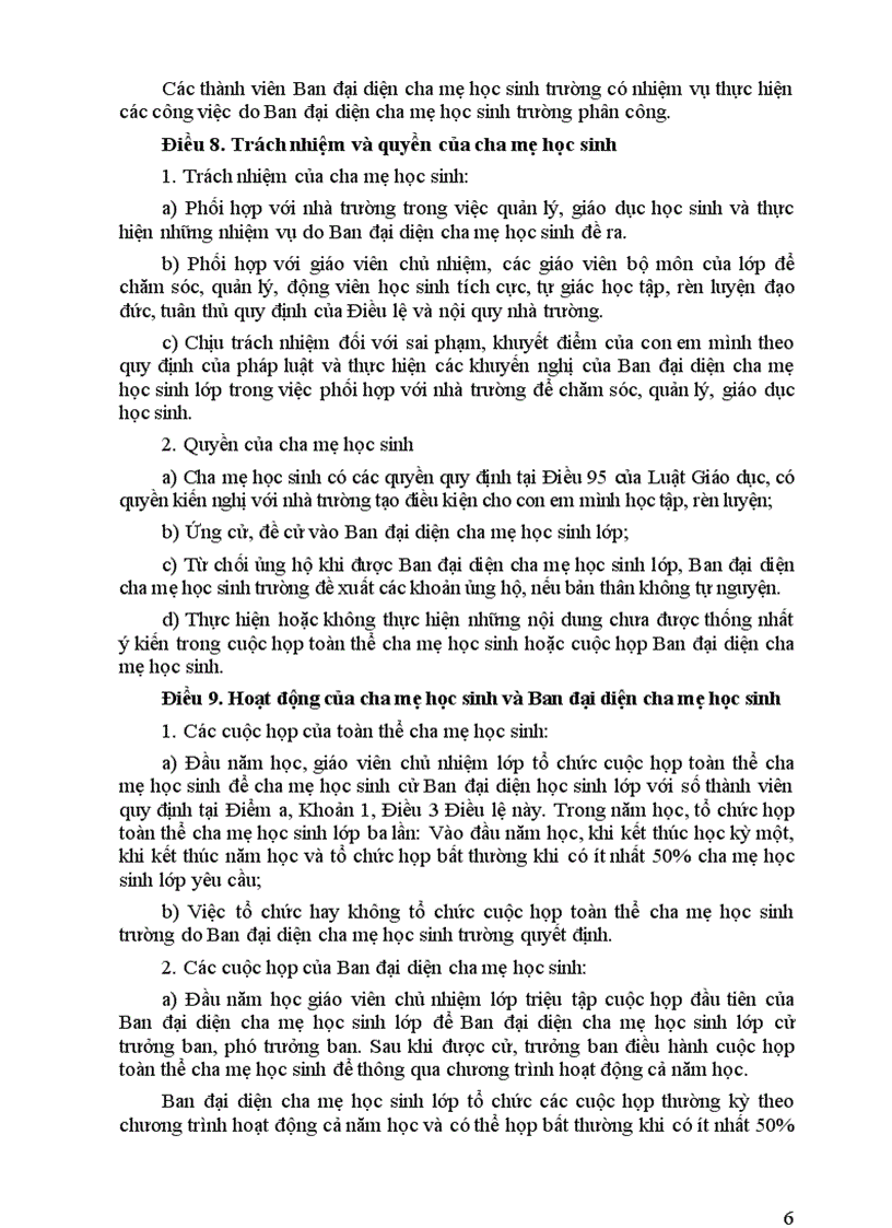 image for page Điều lệ Ban đại diện CMHS 2011