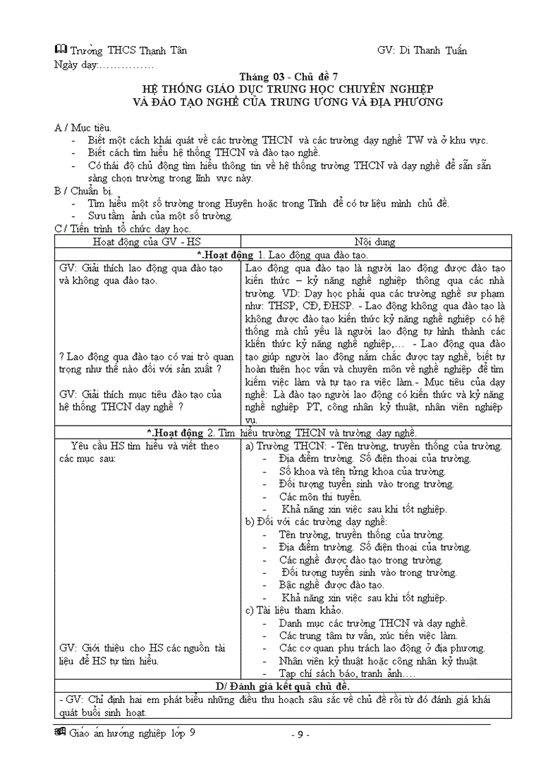 image for page Giao an huong nghiep lop 9 soan day du 100