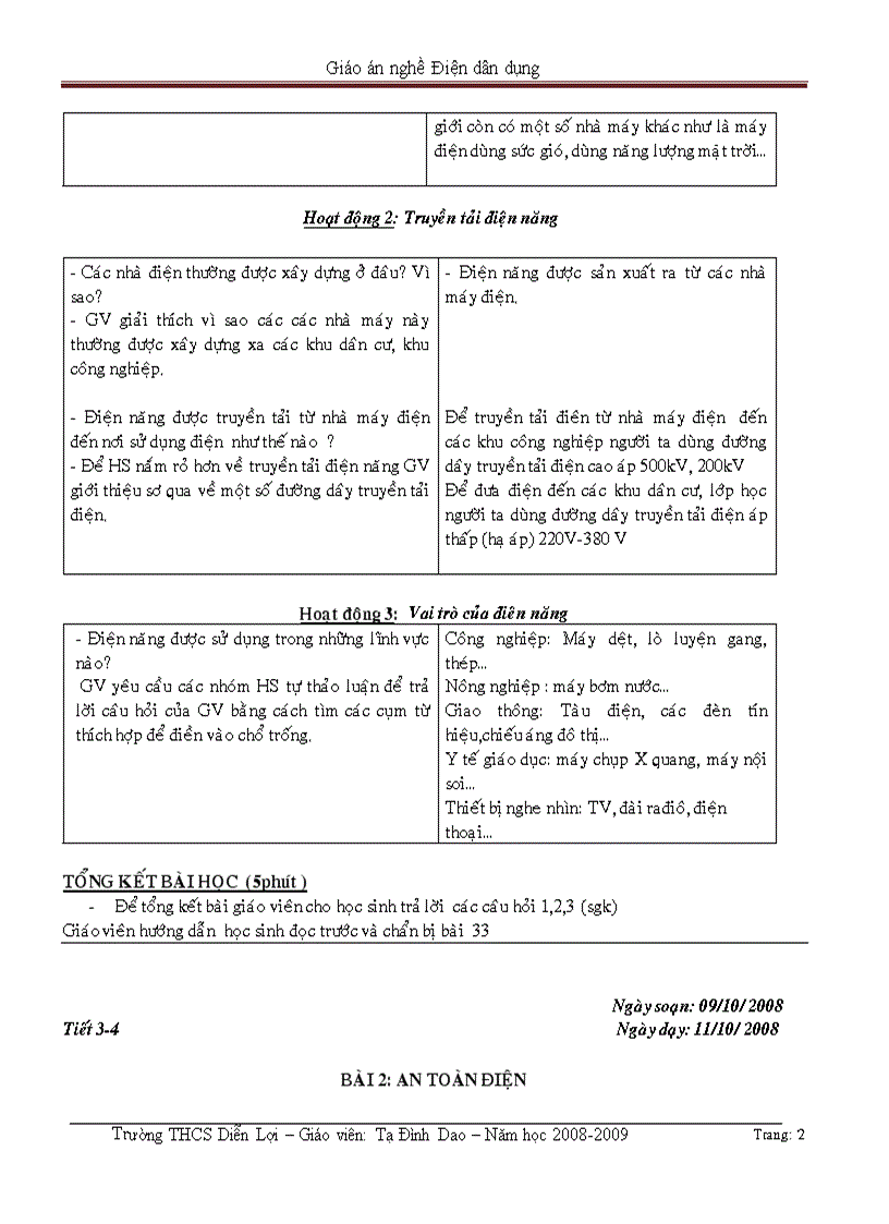 image for page Giáo án nghề Điện dân dung 2 cột