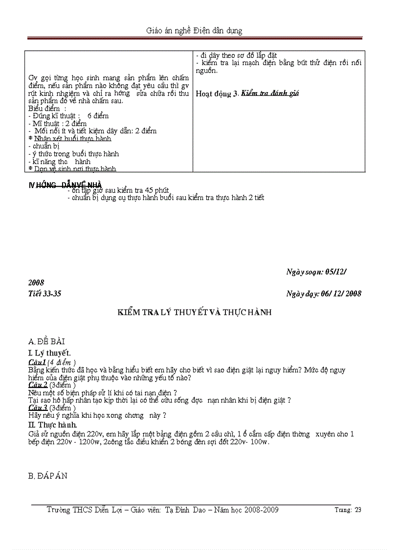 image for page Giáo án nghề Điện dân dung 2 cột