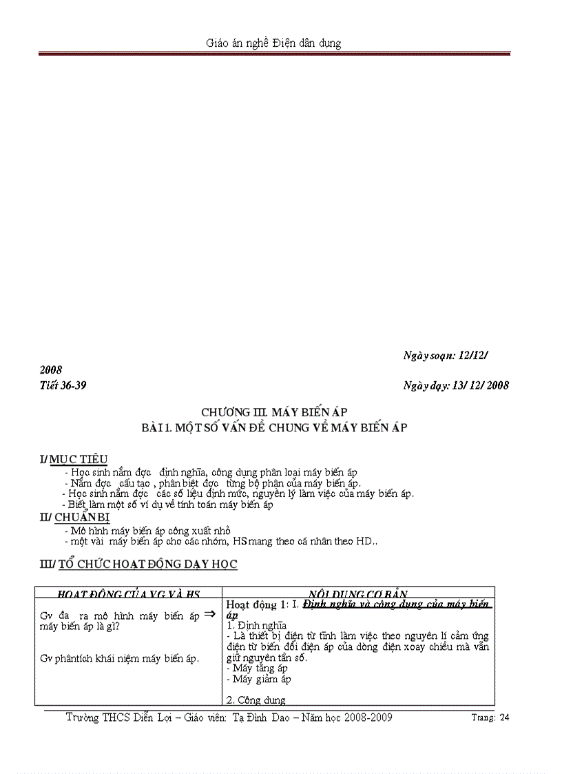 image for page Giáo án nghề Điện dân dung 2 cột