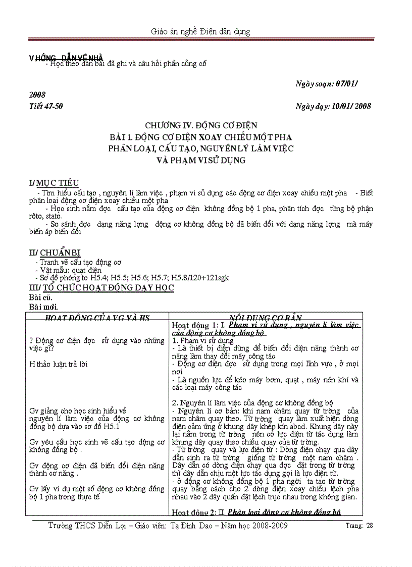 image for page Giáo án nghề Điện dân dung 2 cột