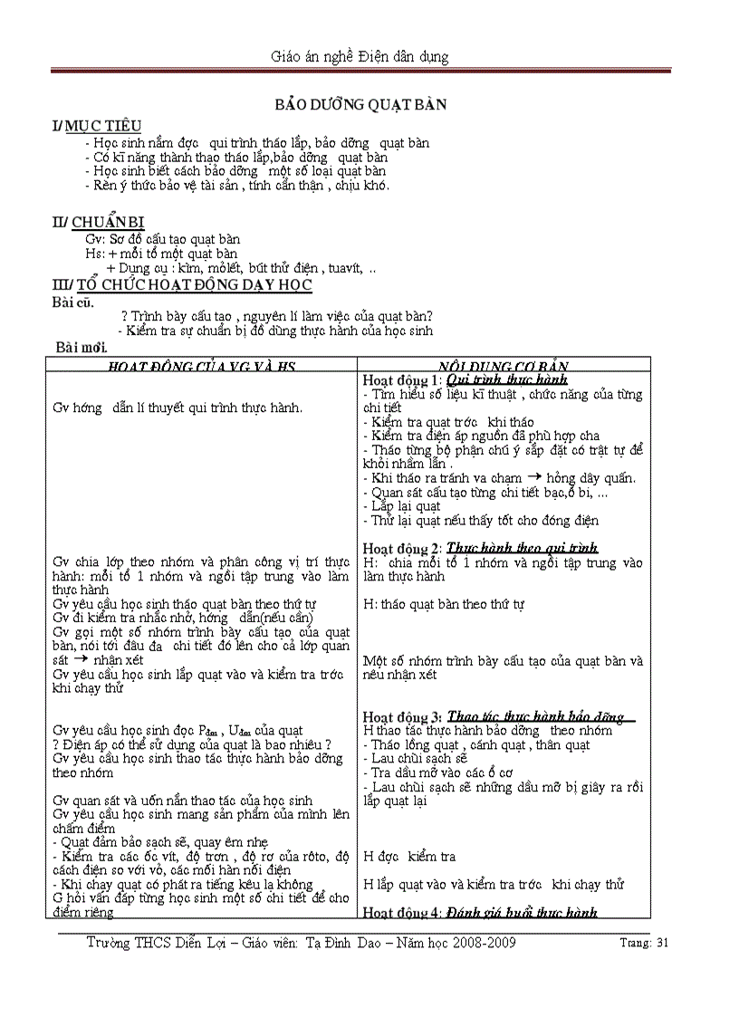 image for page Giáo án nghề Điện dân dung 2 cột