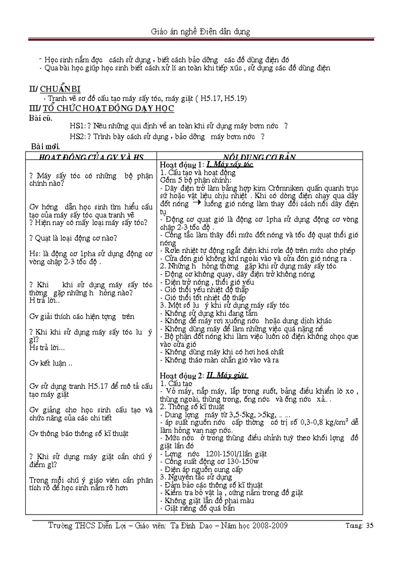 image for page Giáo án nghề Điện dân dung 2 cột