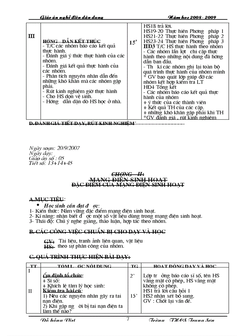 image for page Giáo án nghề Điện dân dụng 1