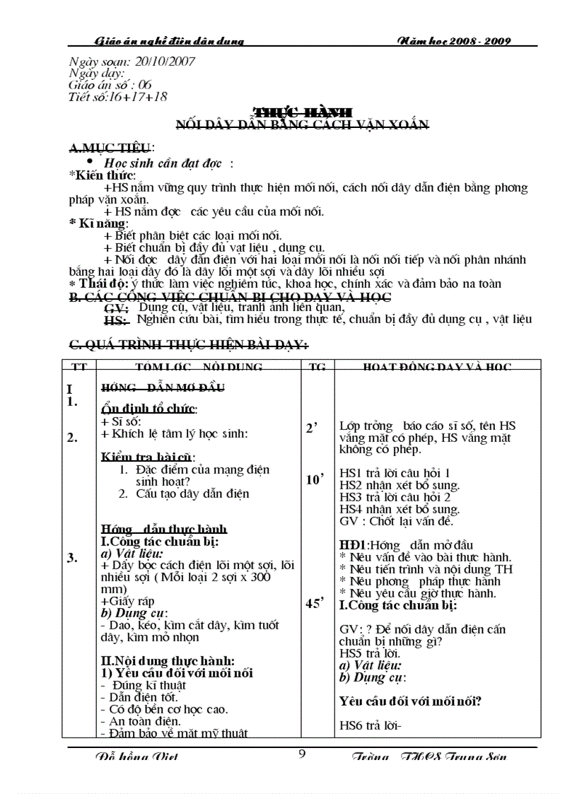 image for page Giáo án nghề Điện dân dụng 1