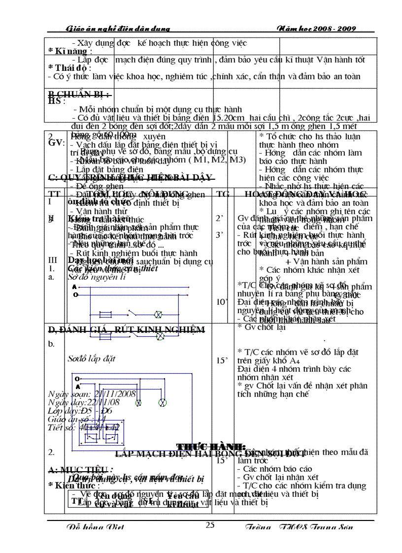 image for page Giáo án nghề Điện dân dụng 1