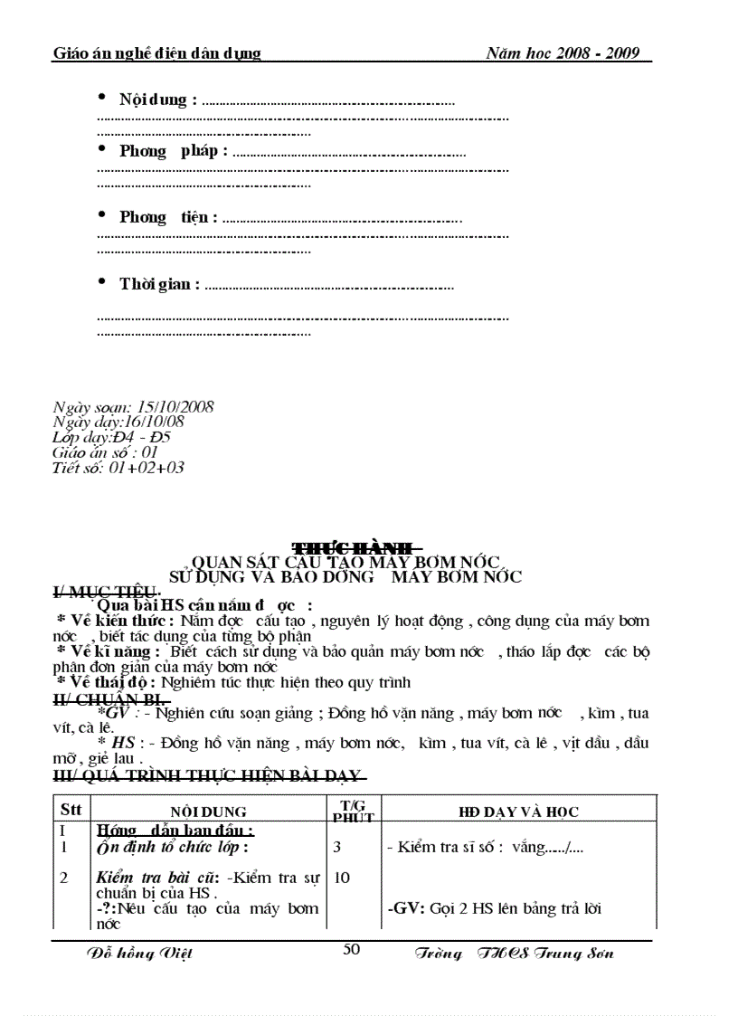 image for page Giáo án nghề Điện dân dụng 1