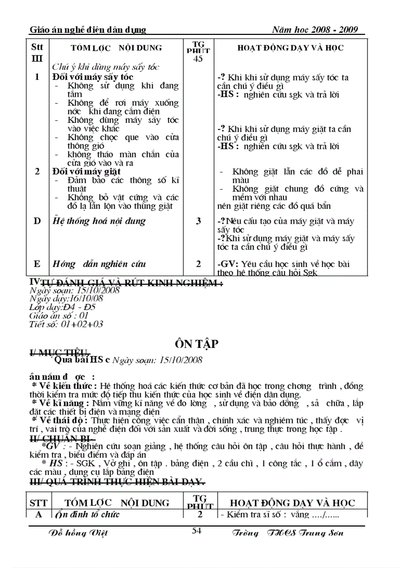 image for page Giáo án nghề Điện dân dụng 1