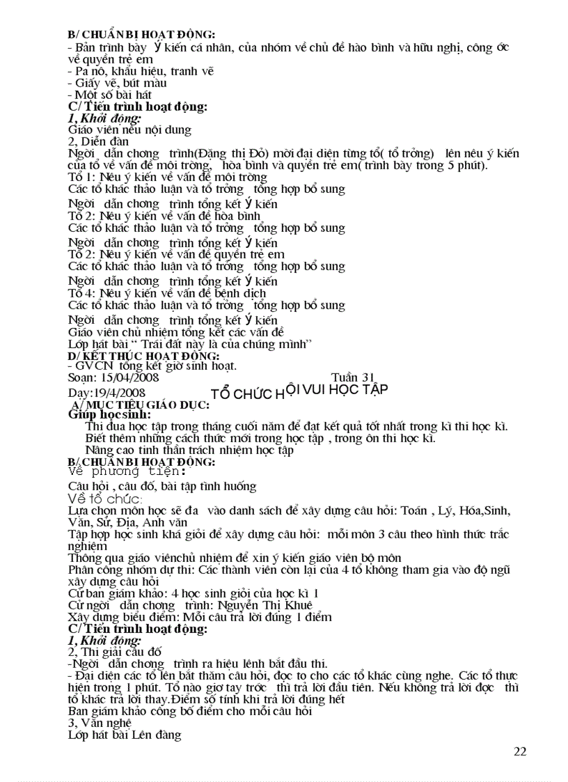 image for page Hoạt động ngoài giờ lên lớp Khối 9