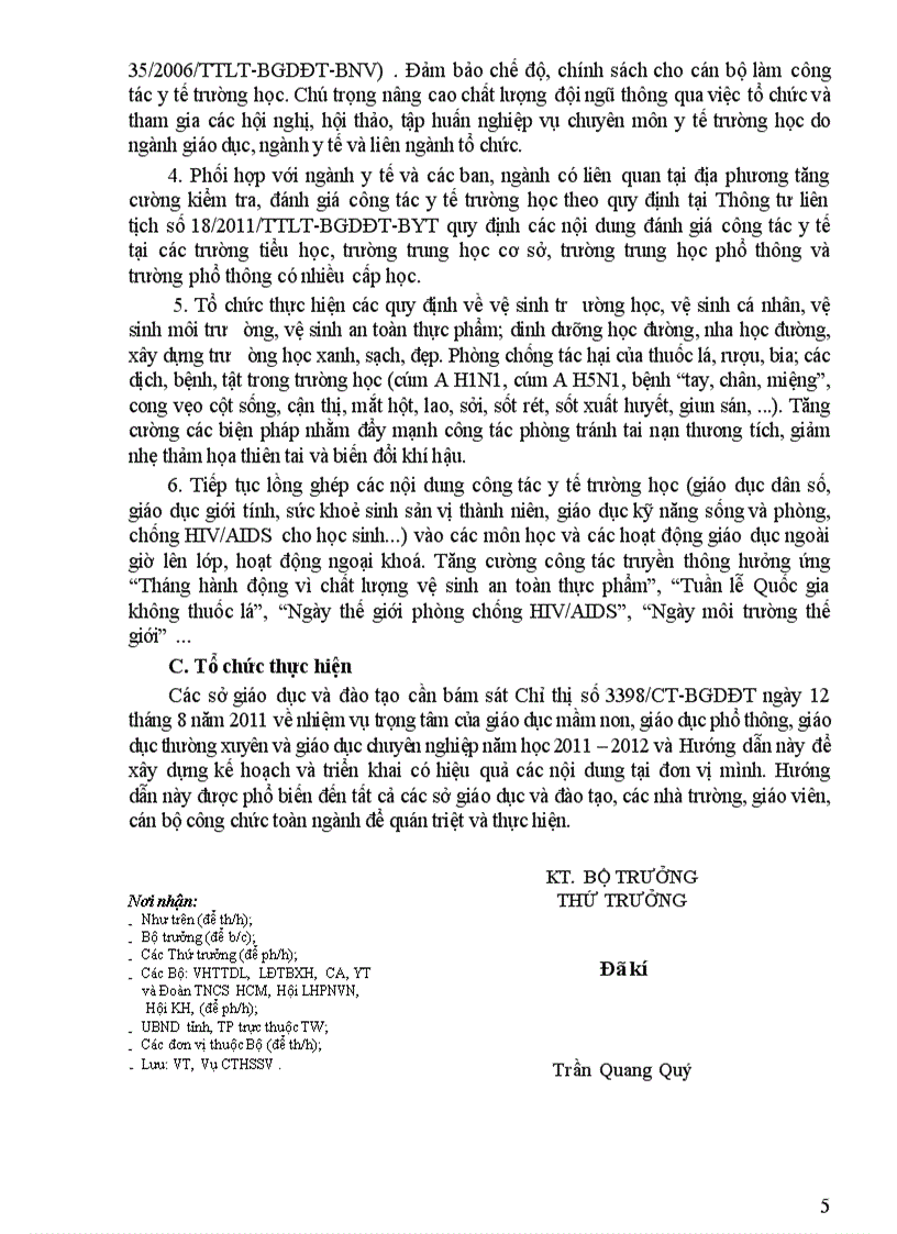 image for page Hướng dẫn thực hiện công tác học sinh sinh viên ngoại khóa và y tế trường học năm học 2011 2012
